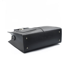 Flap Top Handle Tote Bag - Black